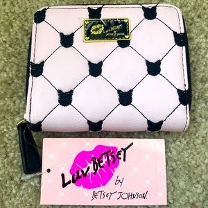 Betsy Johnson pink and black kitty wallet